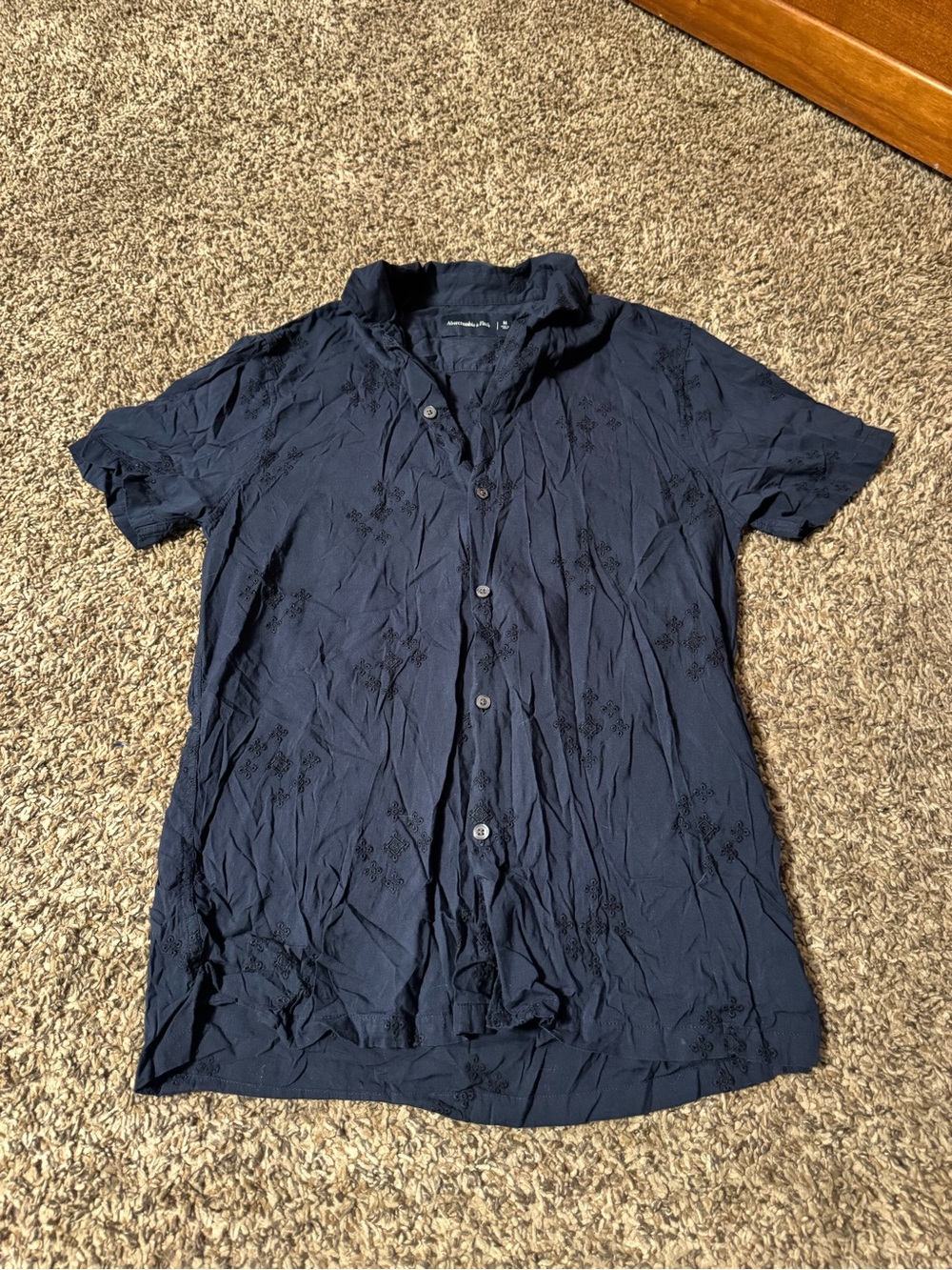 Men's Navy Short-Sleeve Button-Up Shirt